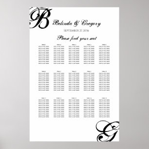 Black & White Script Wedding Seating Chart