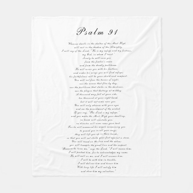 Black & White Scripture Bible Text Modern Fleece Blanket (Front)
