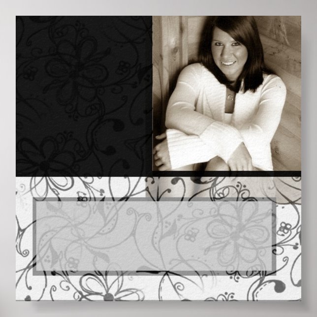 Black & White scroll customisable autograph poster (Front)