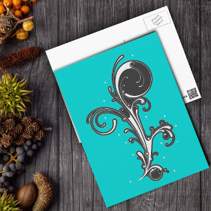 Black & White Scroll Design Postcard