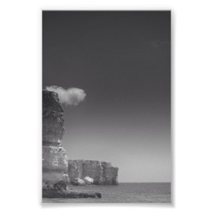 Black & White Sea Against Rocks Portugal Photo Print