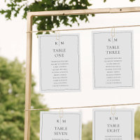 Black White Seating Chart Card Monogram Border