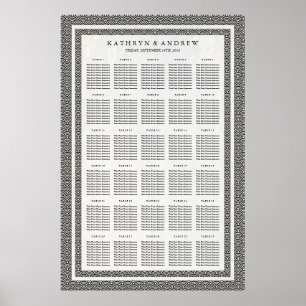 Black+White Seigaiha Wedding/Event Seating Chart