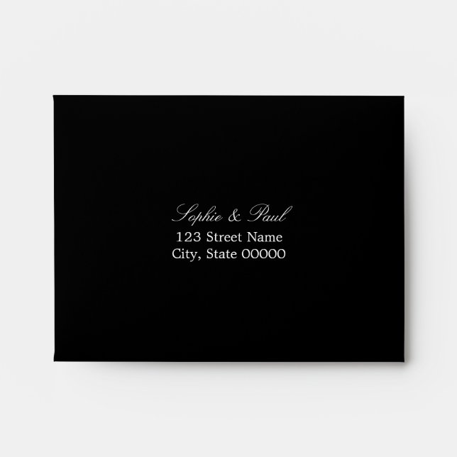 Black White Self Addressed RSVP Envelope (Front)