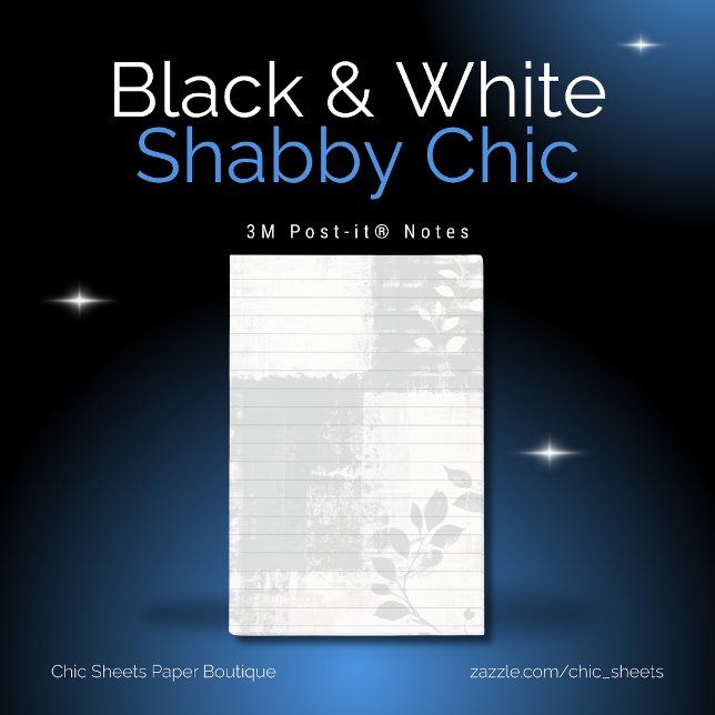 Black & White Shabby Chic Botanical 3M  Post-it Notes (Creator Uploaded)