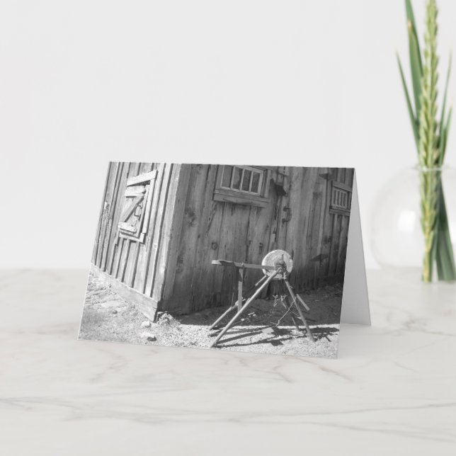 “Black & White Sharpening Wheel #2” Birthday Card (Front)