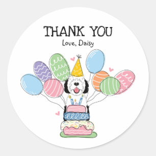 Black & White Sheepadoodle Favour Tags Sticker