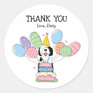 Black & White Sheepadoodle Favour Tags Sticker