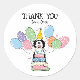 Black & White Sheepadoodle Favour Tags Sticker