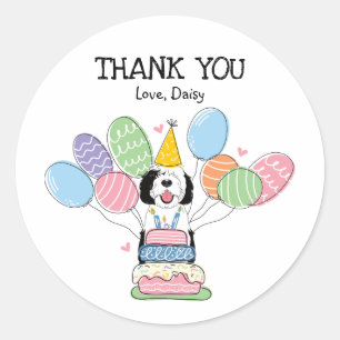 Black & White Sheepadoodle Favour Tags Sticker