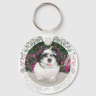 Black & White Shih Tzu Puppy Rescue Dog Key Ring
