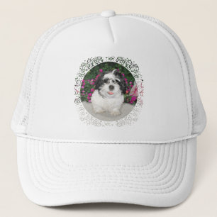 Black & White Shih Tzu Puppy Rescue Dog Trucker Hat
