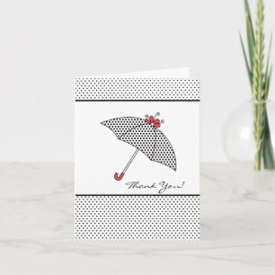 Black & White Shower Umbrella Thank You Note Card