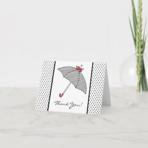 Black & White Shower Umbrella Thank You Note Card