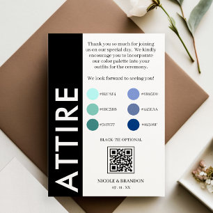 Black & White Side Stripe QR Code Wedding Attire Enclosure Card