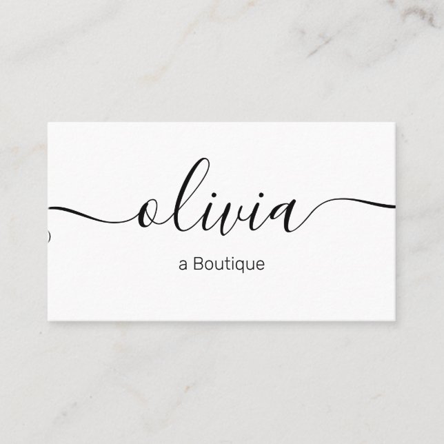 Black White Signature Script Typography  Business Card (Front)