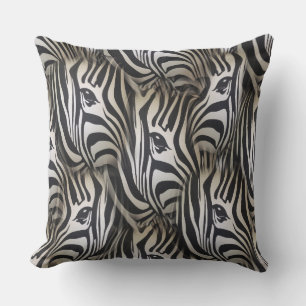 Black - White Silhouette Zebra repeat design Cushion