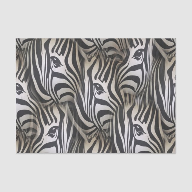 Black - White Silhouette Zebra repeat design Tissue Paper (Front)