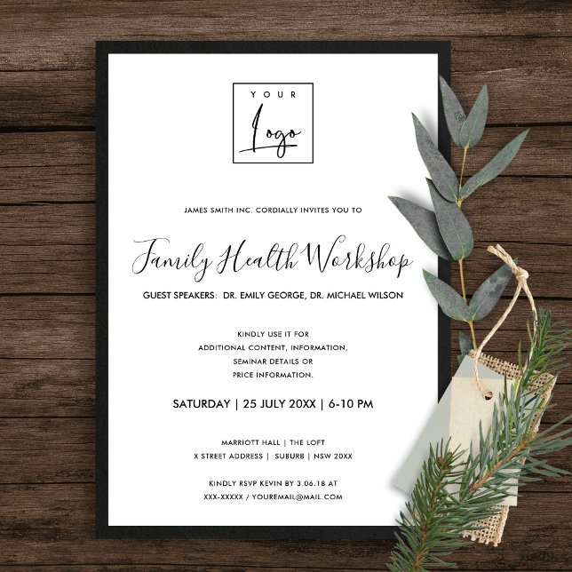 BLACK &  WHITE SILK YOUR LOGO WORKSHOP GALA EVENT INVITATION (Creator Uploaded)