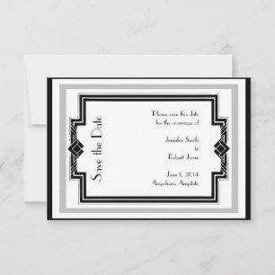 Black White Silver Art Deco Frame Save the Date