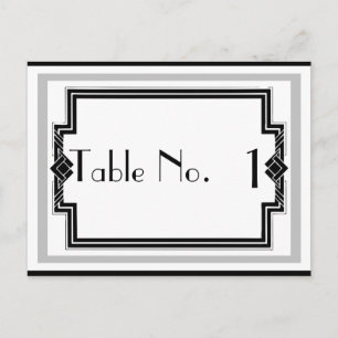 Black White Silver Art Deco Frame Table Number Postcard