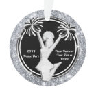 Black, White, Silver Custom Cheerleader Ornaments