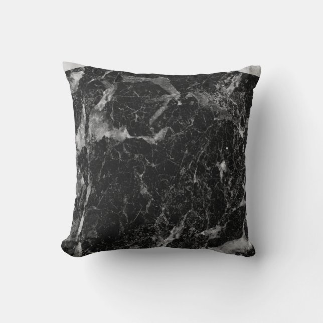 Black White & Silver Marble Modern Glam Cushion (Front)