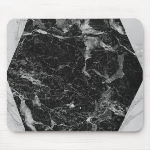 Black White & Silver Marble Modern Glam Mouse Mat