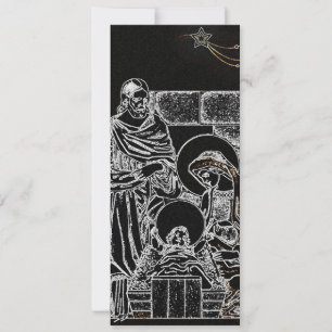 black white silver nativity