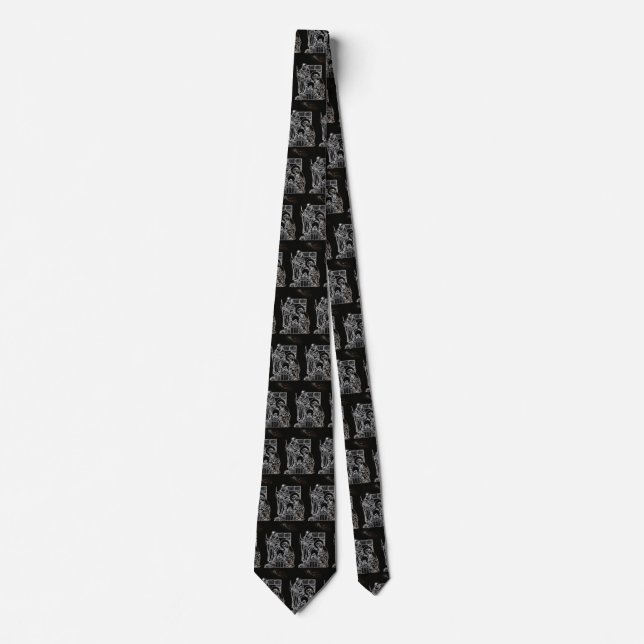 black white silver nativity tie (Front)