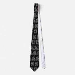 black white silver nativity tie