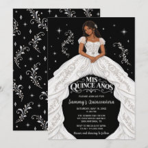 Black White Silver Princess Quinceañera