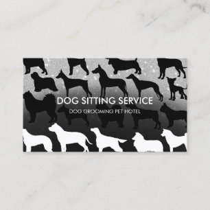 Black White Silver Veterinarian Dogs Business Card