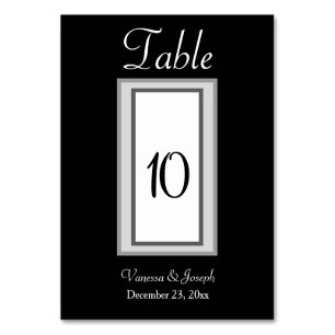 Black White Silver Wedding Table No. Cards