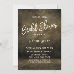 Black White Simple Bridal Shower Script Typography Invitation