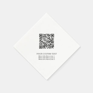 Black & White Simple Business QR Code Promotional Napkin