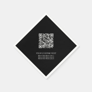Black & White Simple Business QR Code Promotional Napkin