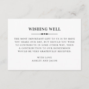 Black white simple classic wedding wishing well enclosure card