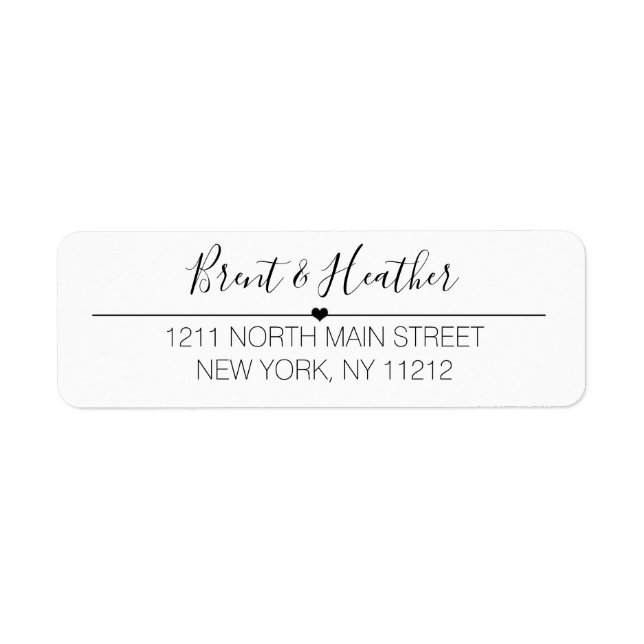 Black White Simple Cursive Text and Heart (Front)