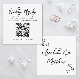Black White Simple Elegant QR Code Reply Enclosure Card