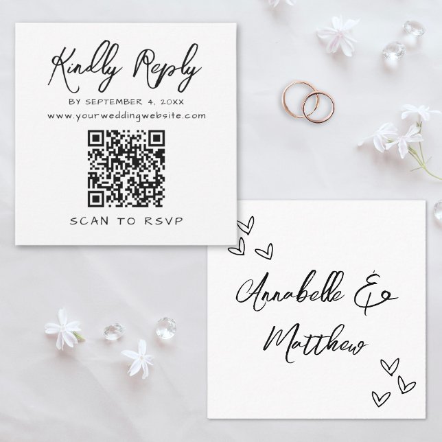 Black White Simple Elegant QR Code Reply Enclosure Card (Black White Simple Elegant QR Code Reply Enclosure Card )