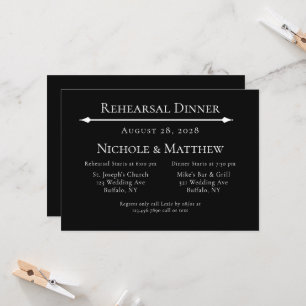 Black & White Simple Elegant Rehearsal Dinner Invitation