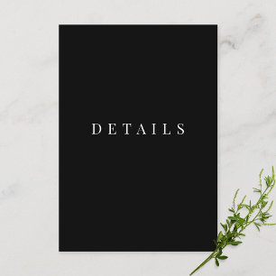 Black &White Simple Formal Wedding Details Enclosure Card