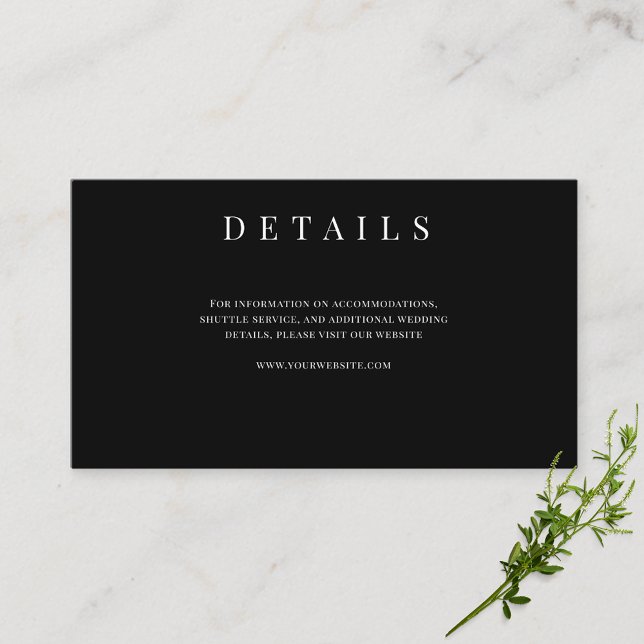 Black &White Simple Formal Wedding Details   Enclosure Card (Creator Uploaded)