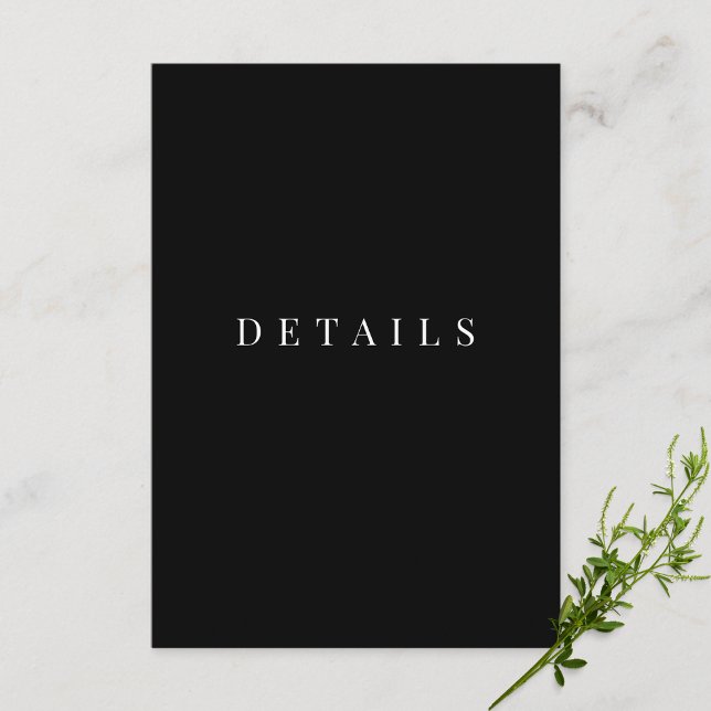 Black &White Simple Formal Wedding Details Enclosure Card (Creator Uploaded)
