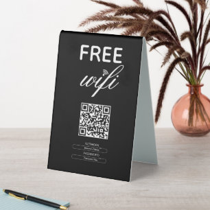 Black White Simple Free Wi-Fi QR Code Place