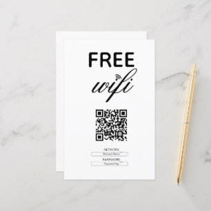 Black White Simple Free Wi-Fi QR Code Place