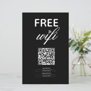 Black White Simple Free Wi-Fi QR Code Place