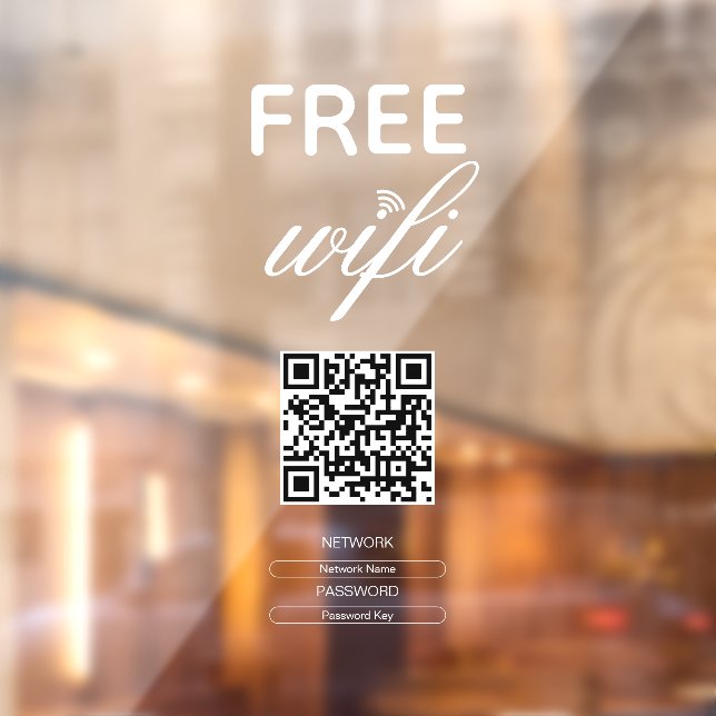 Black White Simple Free Wi-Fi QR Code Place  Window Cling (Sheet 2)