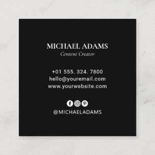 Black & White Simple Logo & Social Media Square Business Card